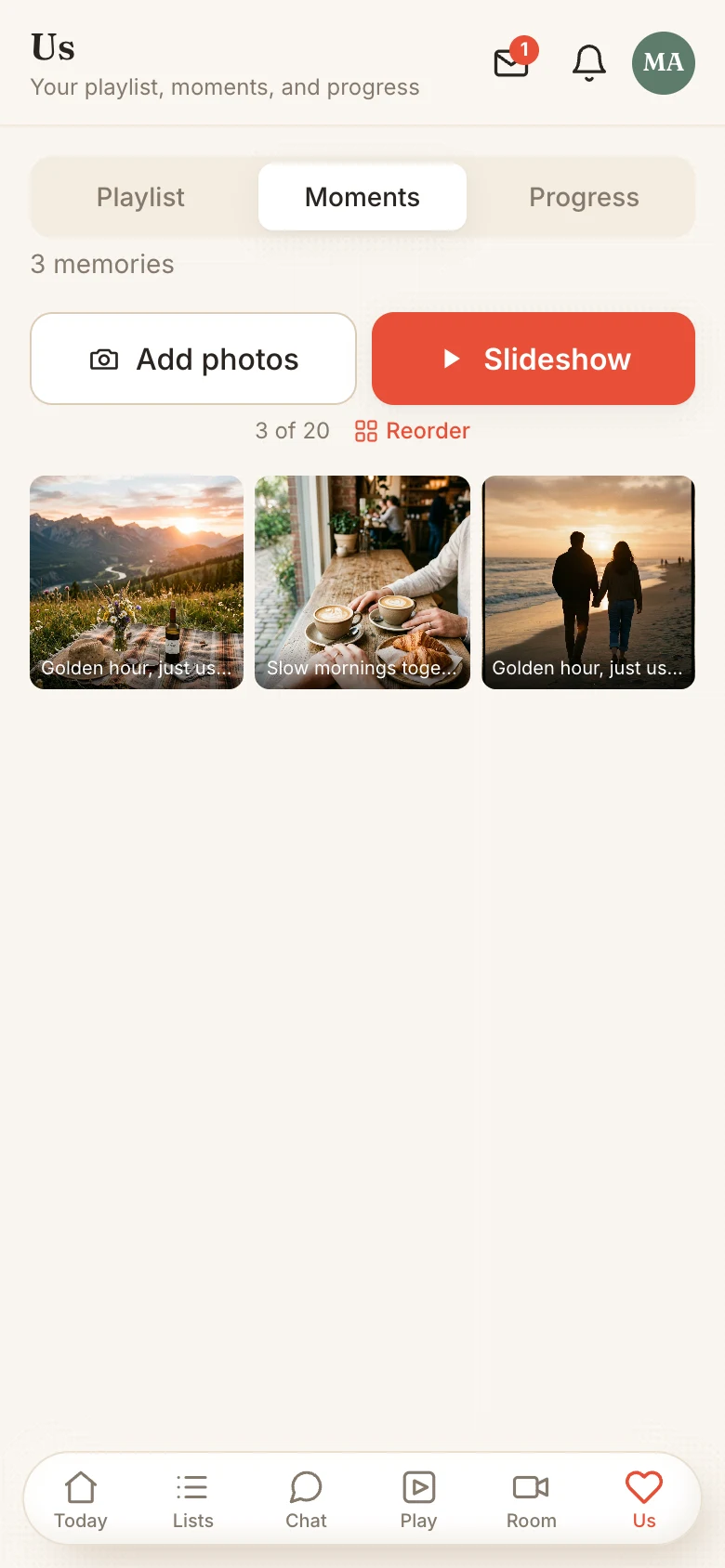 Tandem memories photo grid
