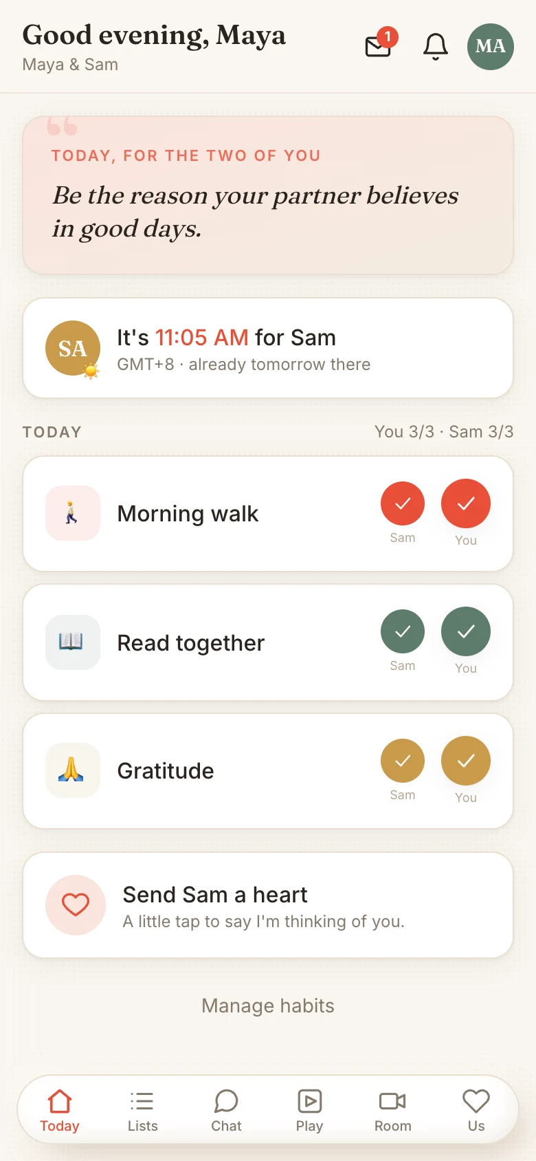 Tandem, your shared day at a glance